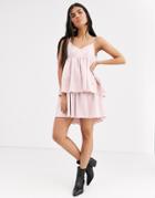 Lost Ink Cami Dress With Tiered Skirt-pink