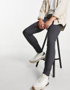 Asos Design Power Stretch Chinos In Charcoal-grey