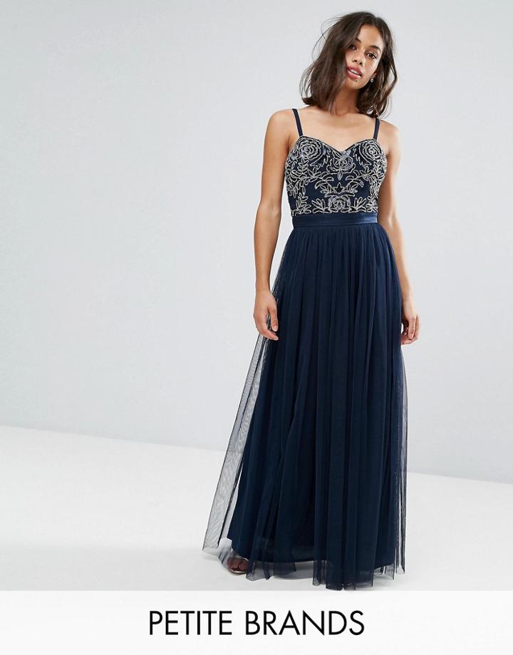 Maya Petite Cami Strap Bow Back Embellished Maxi Dress - Navy