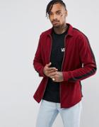 Asos Regular Fit Zip Through Towelling Shirt In Burgundy - Red