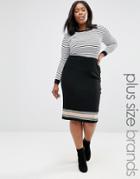New Look Plus Color Block Knitted Midi Skirt - Green