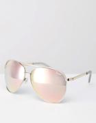 Quay Australia Vivienne Rose Gold Metal Aviator Sunglasses - Gold