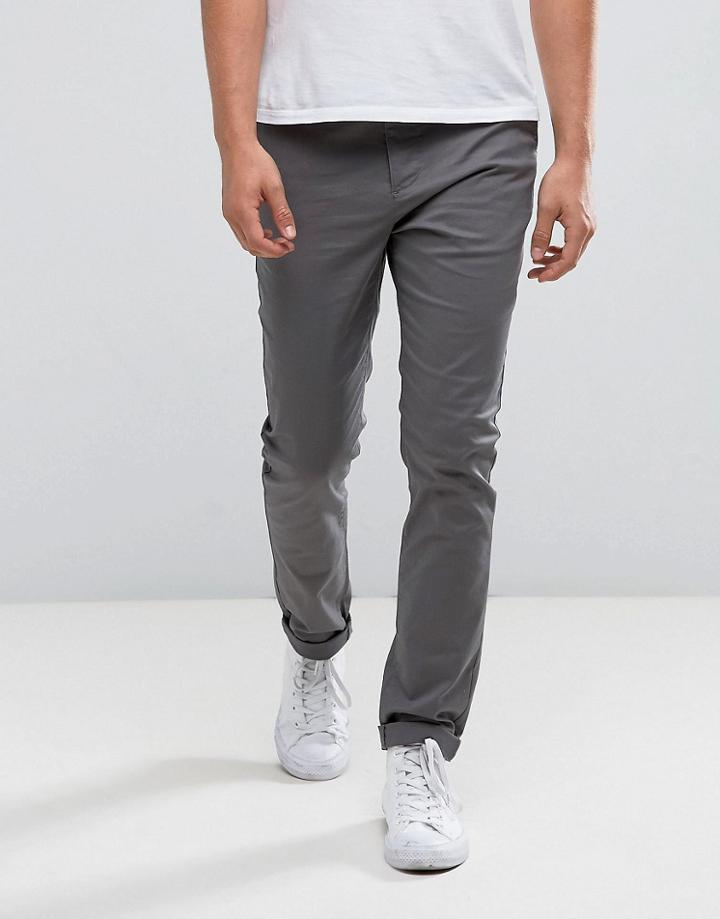 Asos Design Skinny Chinos In Gray