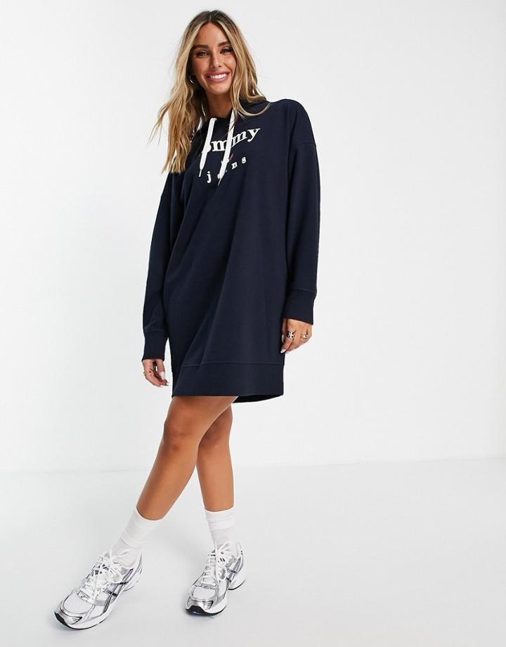 Tommy Jeans Logo Hoodie Dress In Black