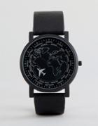 Asos Watch With Moving Aeroplane Second Hand - Black