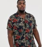 Asos Design Plus Relaxed Hawaiian Shirt In Black - Black