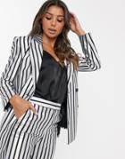 Asos Design Metallic Stripe Suit Blazer