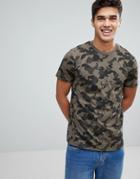 Threadbare Camo Print T-shirt - Green
