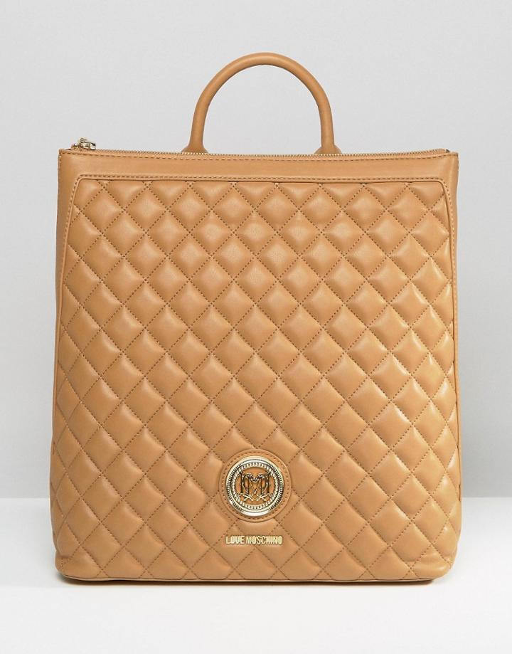 Love Moschino Structured Quilted Backpack - Beige