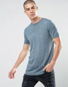 Asos Longline Knitted T-shirt In Blue Twist Cotton - Blue
