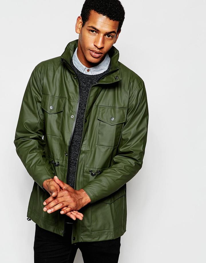 Rains Waterproof Jacket With 4 Pockets - Green