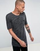 Bellfield T-shirt With Drop Shoulder In Texture - Black