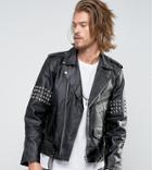 Reclaimed Vintage Leather Jacket With Studding