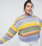 Asos Design Curve Cropped Sweater In Stripe - Multi