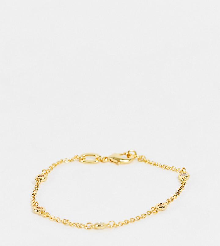 Designb London Chain And Crystal Bracelet In Gold