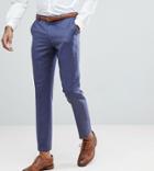 Asos Tall Wedding Slim Suit Pants In Deep Blue 100% Merino Wool - Blue