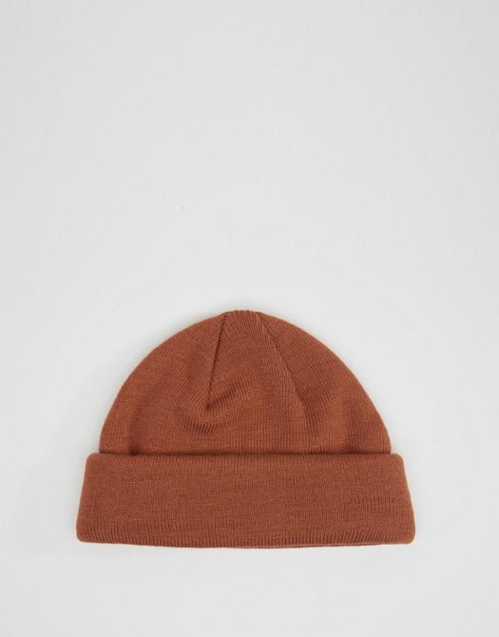 Asos Mini Fisherman Beanie In Rust - Red