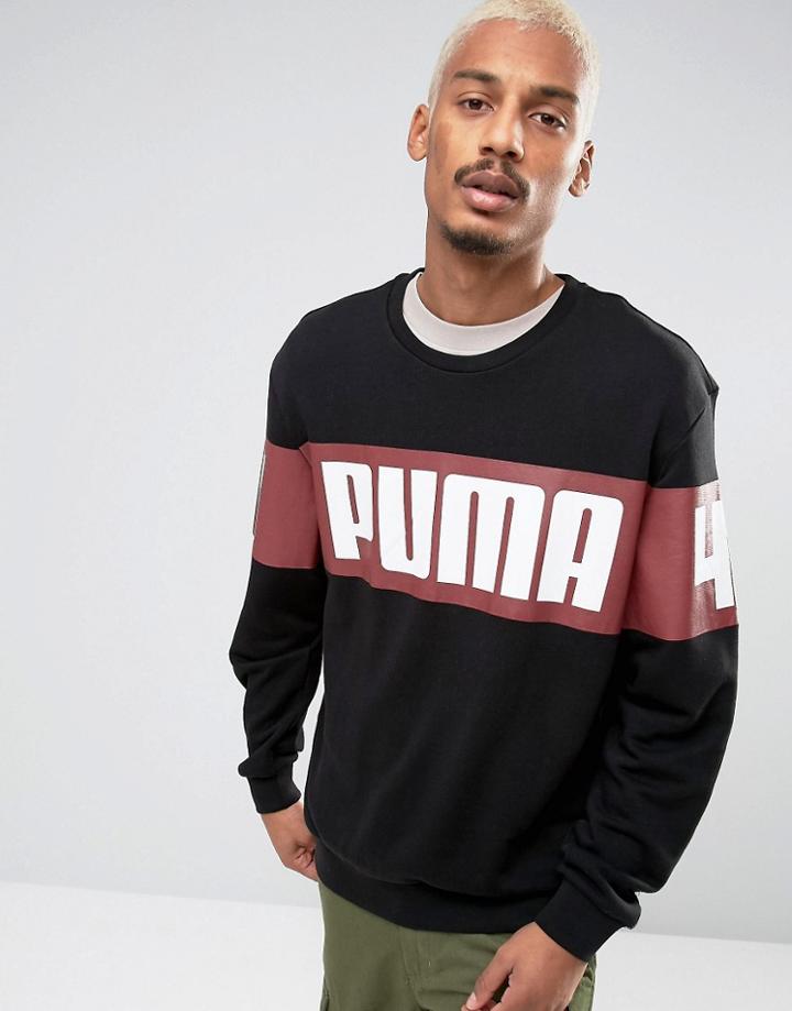 Puma Race Crew Boxy Fit Sweatshirt In Black Exclusive To Asos - Black