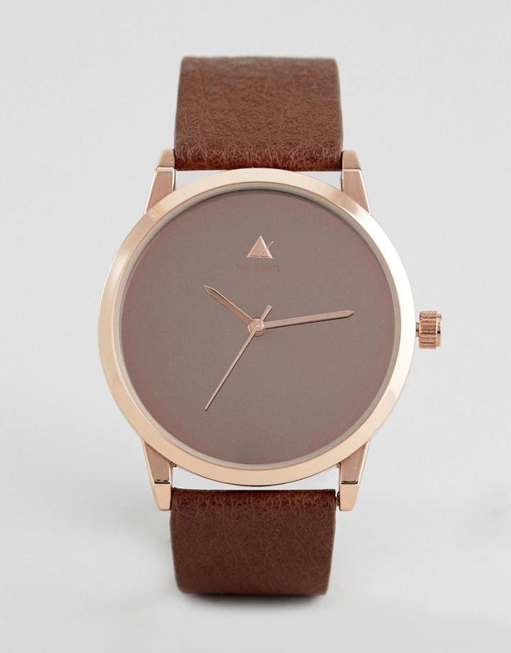 Asos Watch In Rose Gold With Mirrored Face Design - Brown