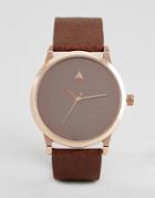 Asos Watch In Rose Gold With Mirrored Face Design - Brown