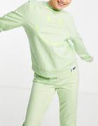 Asos Design Lounge Smiley Sweatshirt In Lime - Part Of A Set-green