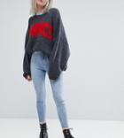 Weekday Body Raw Hem High Waist Super Stretch Skinny Jeans - Blue