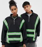 Collusion Unisex Windbreaker Jacket With Reflective Tape-black
