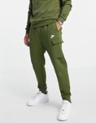 Nike Club Cuffed Cargo Sweatpants In Khaki-green