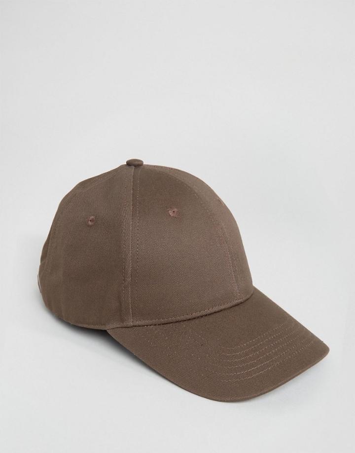 Asos Baseball Cap In Brown - Brown