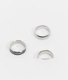 Asos Design 3-pack Stainless Steel Slim Band Rings Set In Silver Tone