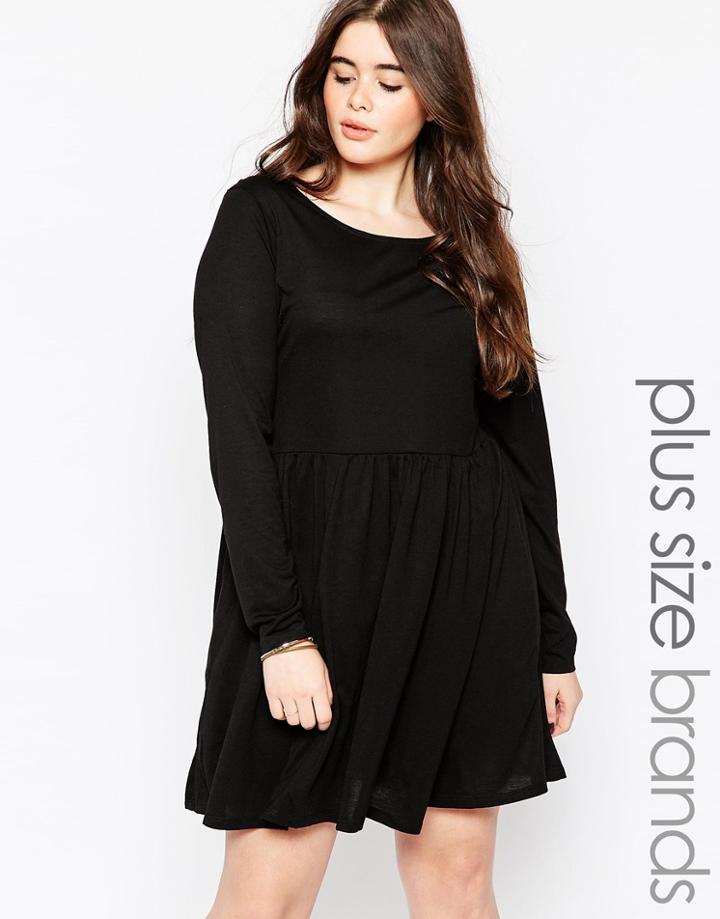 Brave Soul Plus Jersey Skater Dress - Black