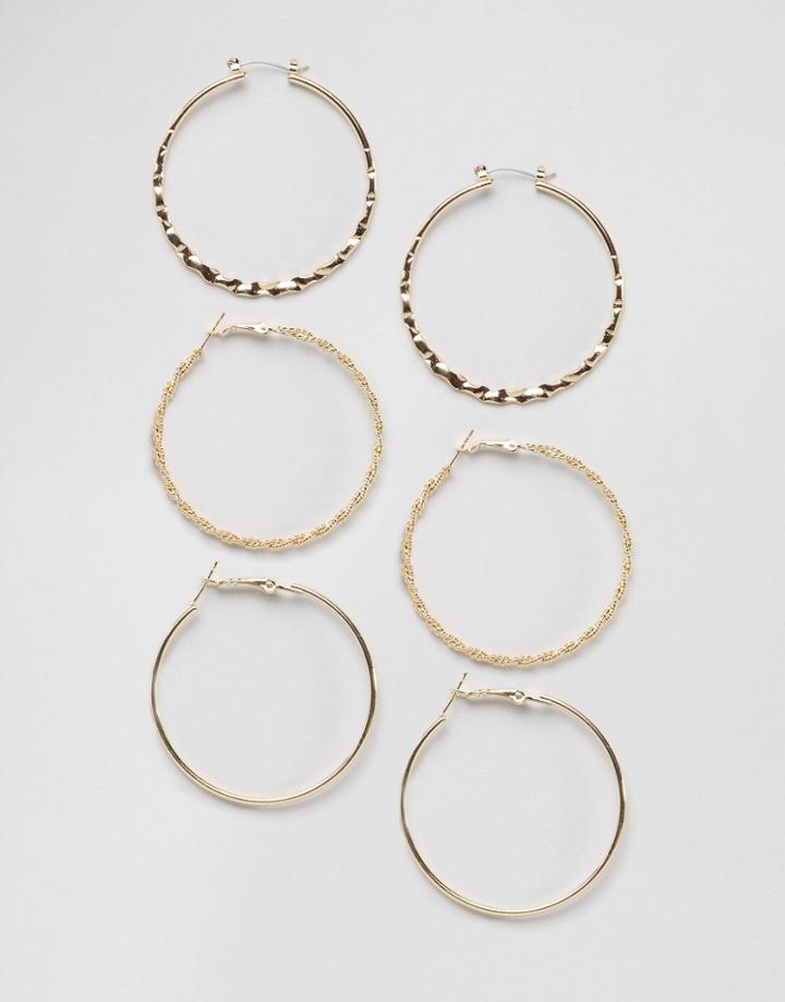 Designb London Gold Multipack Hoops - Gold