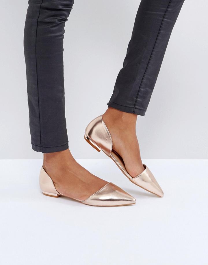 Raid Cate Rose Gold Pointed Flat Shoes - Gold