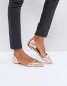Raid Cate Rose Gold Pointed Flat Shoes - Gold