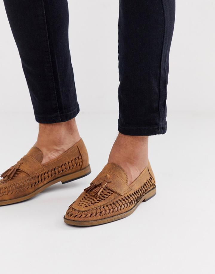 New Look Faux Leather Woven Tassel Loafer In Tan - Tan