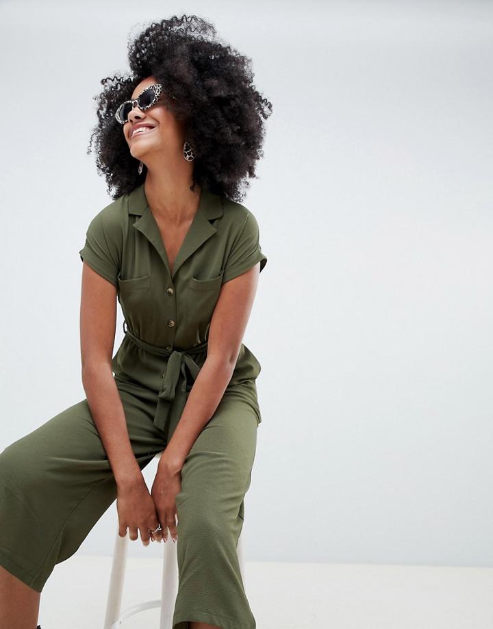 New Look Utility Shirt Jumpsuit - Green