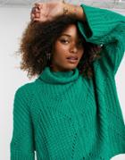 Liquorish High Neck Oversized Sweater-green
