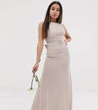 Tfnc Petite Bridesmaid Exclusive Sateen Bow Back Maxi In Pink