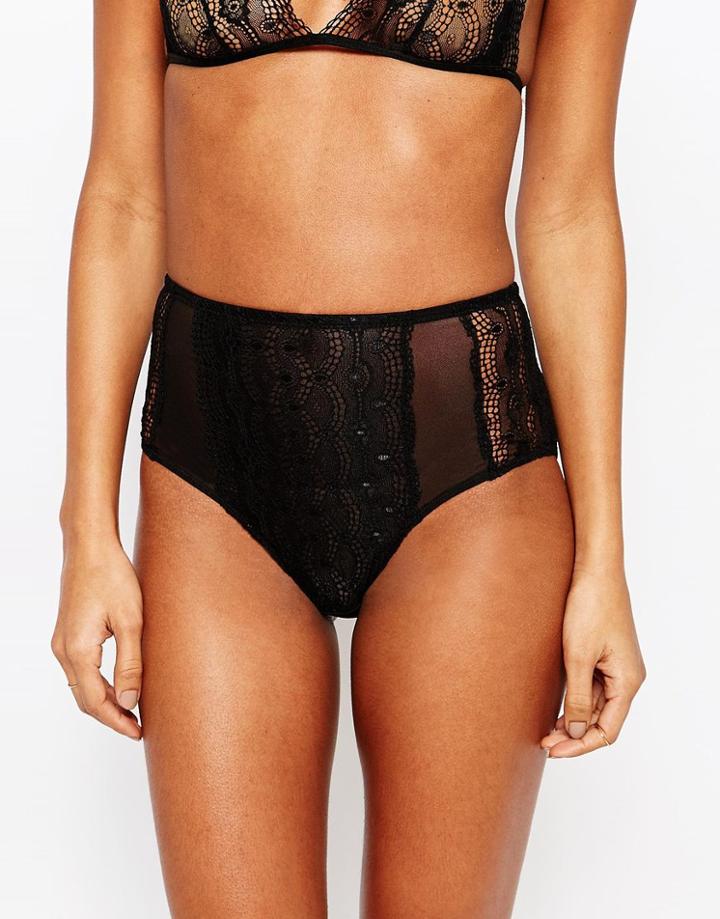Asos Madison Lace Highwaisted Pant - Black