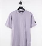 Calvin Klein Asos Exclusive Running Neck Logo T-shirt In Lilac-purple
