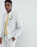 Farah Skinny Wedding Suit Jacket In Cross Hatch-gray