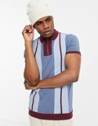 Asos Design Muscle Polo T-shirt With Contrast Collar And Zip-multi