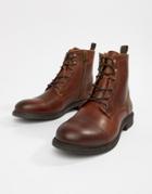 Selected Homme Leather Lace Up Boot - Brown