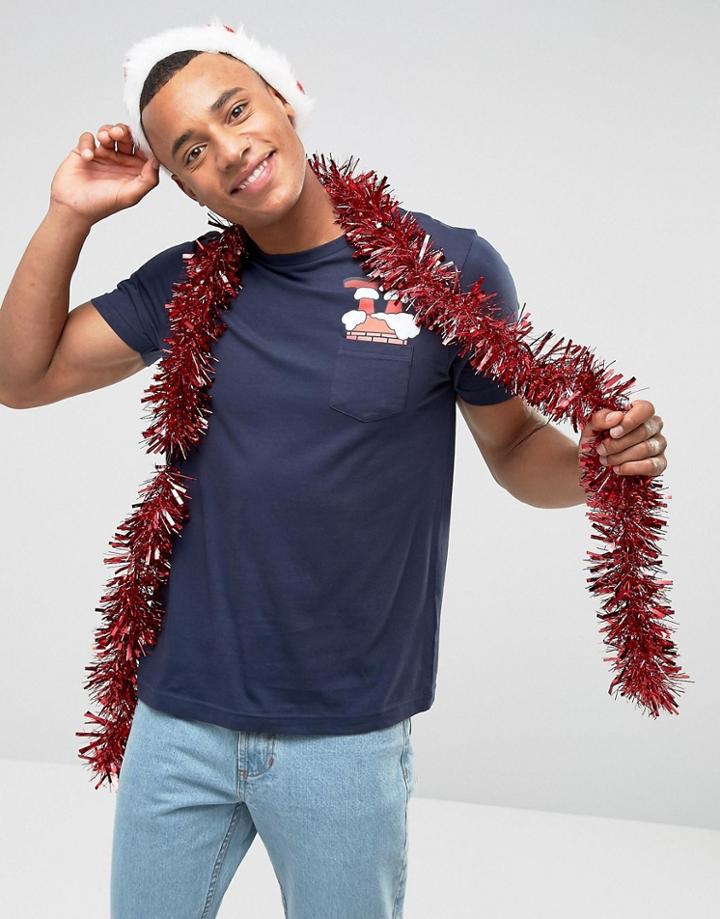 Brave Soul Holidays Pocket T-shirt - Navy