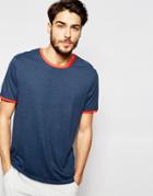 Asos Loungewear Skater T-shirt In Nep Fabric With Contrast Ringer - Blue