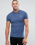 Asos Muscle Pique Polo Shirt With Logo In Denim Marl - Blue