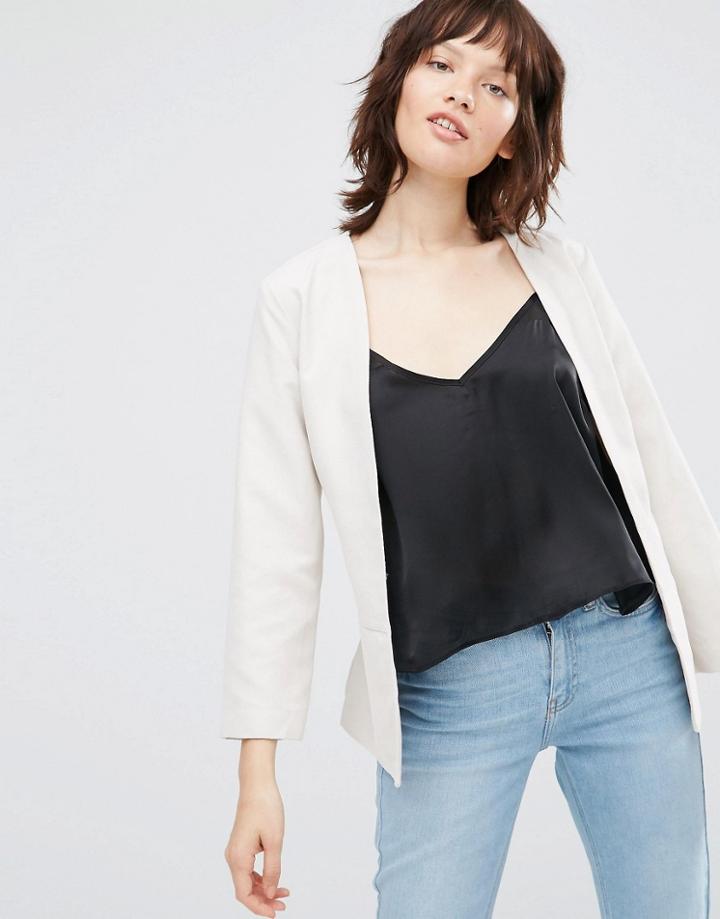 Only Magic 3/4 Belt Blazer - Stone
