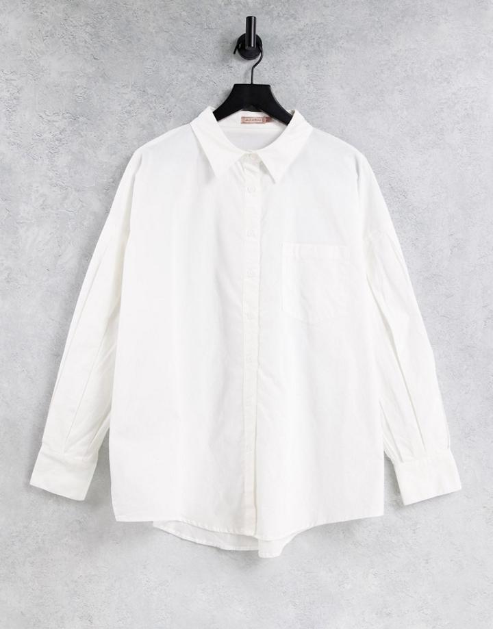 Skylar Rose Oversized Puff Sleeve Shirt In White