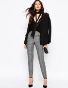 Mango Heritage Check Tailored Pant - Black