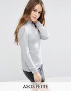 Asos Petite Sweater With Turtleneck In Soft Yarn - Gray